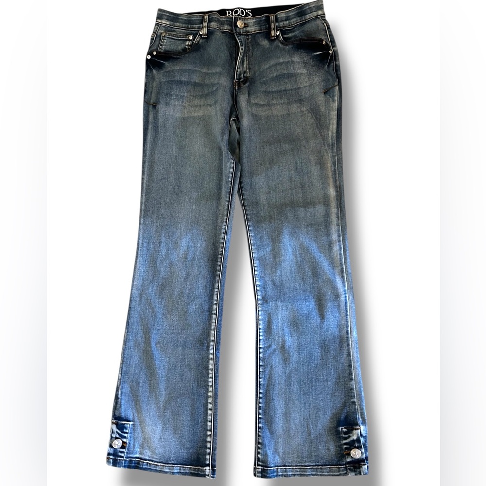 ROD’S True Western Bootcut Jeans Button Detail  Embroidered Pockets NWOT